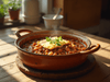 Frijoles con chorizo y queso de hebra